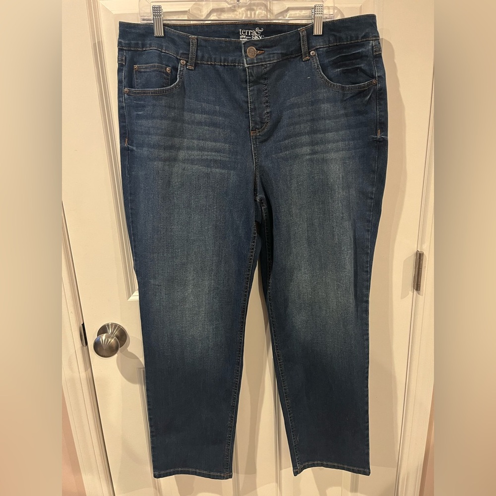 Terra & Sky Blue Straight Denim Jeans Size 18p